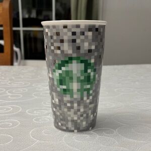 2012 Starbucks Rodarte Pixel Ceramic Tumbler Coffee Travel Drink 12oz. Cup